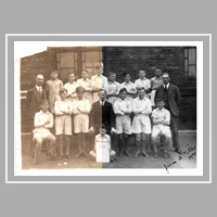 restoration of an old photograph of a school football team